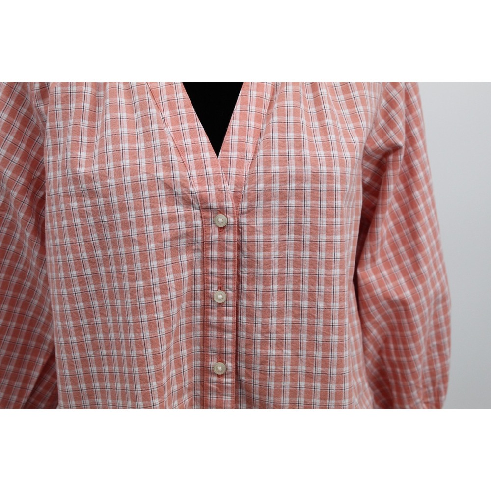 Levi's XSmall Top Lainey Blouse Mona Plaid Terra Cotta Orange 100% cotton EXC - Picture 5 of 10